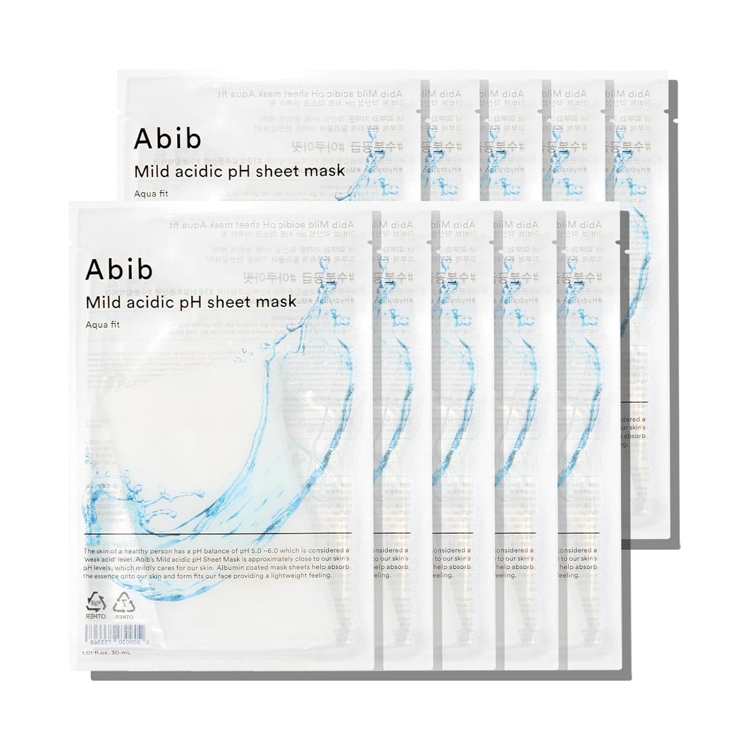 Abib Mild Acidic Ph Sheet Mask Aqua Fit 30ml x 10ea - Korean