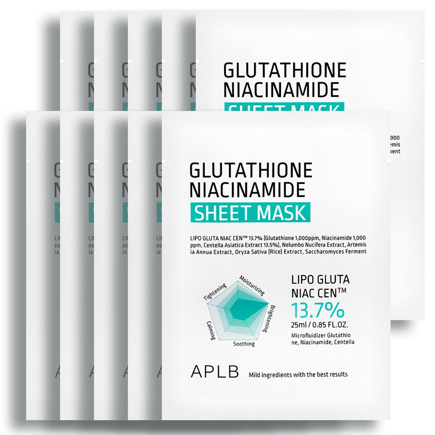 Aplb Glutathioine Niacinamide Sheet Mask 25ml 10ea - Korean